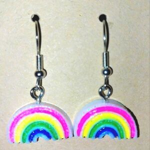 Hand crafted rainbow dingle earrings